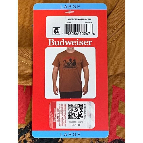 Budweiser King of Beers Tee Shirt Men's Size Large Short Sleeves Camel NWT - Picture 6 of 10